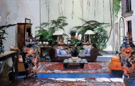 This anti-room to the former palazzo, (now restaurant) was open to the street. I couldn't resist walking in to gawp at the two wonderful chinese vases on display. 

