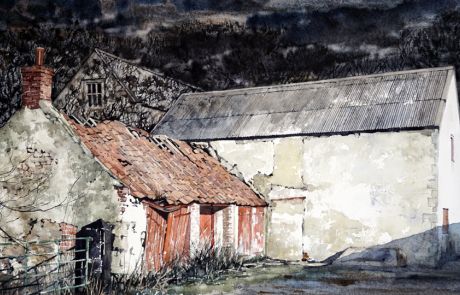 16thc Horden Hall looms over the once thriving farm buildings.
