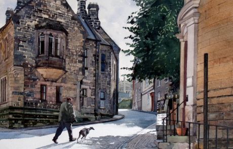 I've always loved the view up Owengate with The Cathedral in the distance and as such have been drawn to paint it on a number of occasions. Most observers don't even notice the tree near to the junction with North Bailey and  Saddler Street but I see it as almost a curtain pulled aside to reveal the view beyond.