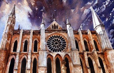 The medieval rose window as seen from the Bailey was installed by the Architect James Wyatt in the 18th century ostensibly to replace an original 13th century example.
