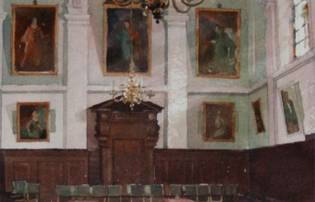 The magnificent early 18thc classical interior of the Great Hall, The Queen's College Oxford.