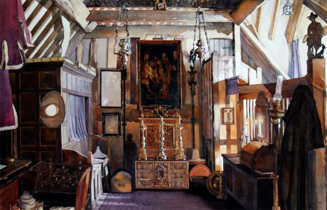 The attic bedroom of Charles Paget Wade an extraordinary man with a passion for collecting. Let nothing perish was his motto which but hints at a life dedicated to finding and restoring beautiful objects whether common or extraordinary.
He packed these into the Cotswold manor house which he bought and renovated for the purpose. From toys, Samurai armour, musical instruments to fine clocks, thousands of treasures are still exhibited just as Mr Wade intended.